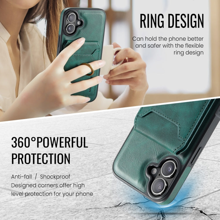 For iPhone 16 MAGKING K1 MagSafe Detachable Wallet RFID Back Cover Phone Case(Green)