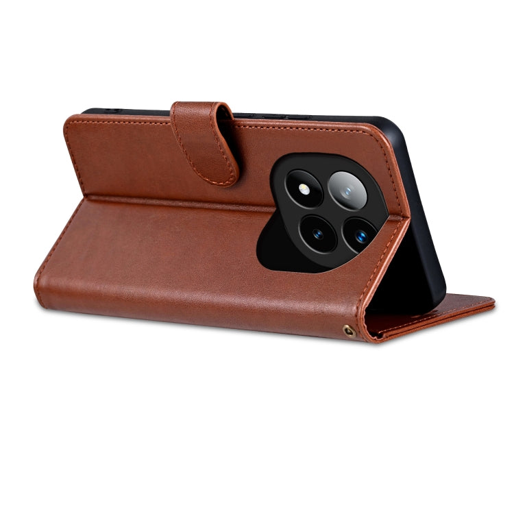 For Redmi Note 14 Pro 5G AZNS Sheepskin Texture Flip Leather Phone Case(Brown)