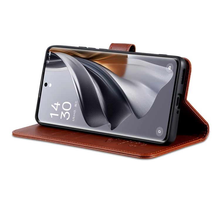 For Redmi Note 14 Pro+ 5G AZNS Sheepskin Texture Flip Leather Phone Case(Brown)