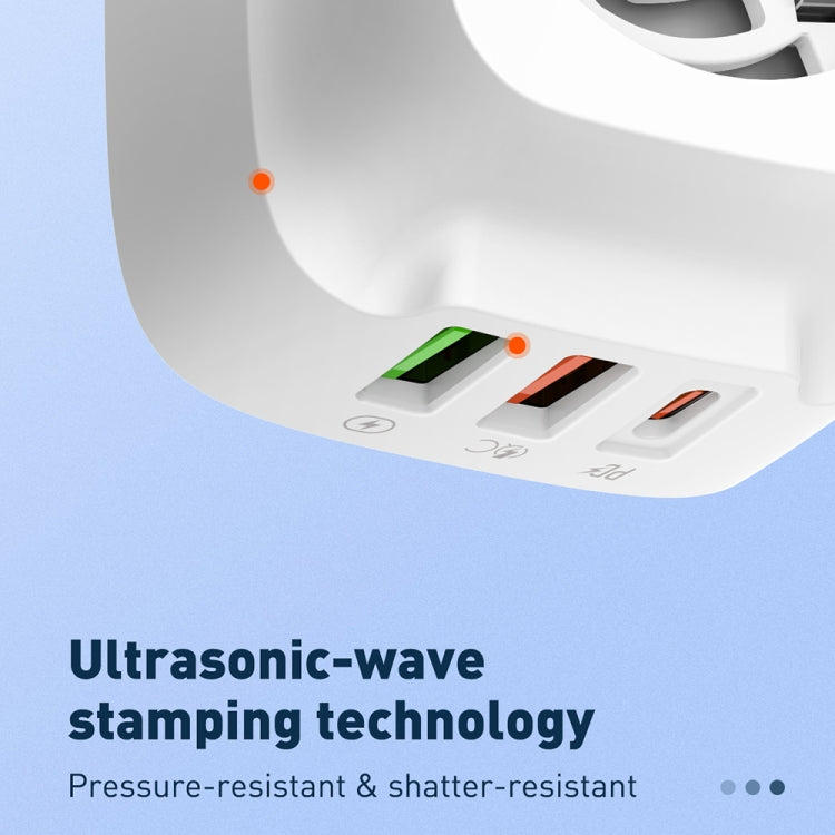 LDNIO Q334 32W Type-C + Dual USB Port Charger with 1m USB-C / Type-C Data Cable, Plug Type:US Plug(White)