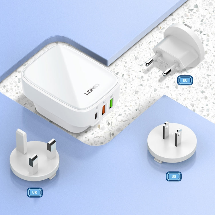 LDNIO Q334 32W Type-C + Dual USB Port Charger with 1m USB-C / Type-C to USB-C / Type-C Data Cable, Plug Type:EU Plug(Black)