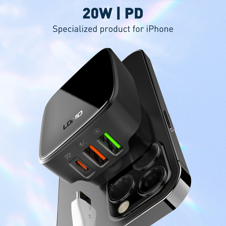 LDNIO Q334 32W Type-C + Dual USB Port Charger with 1m USB-C / Type-C to USB-C / Type-C Data Cable, Plug Type:US Plug(White)