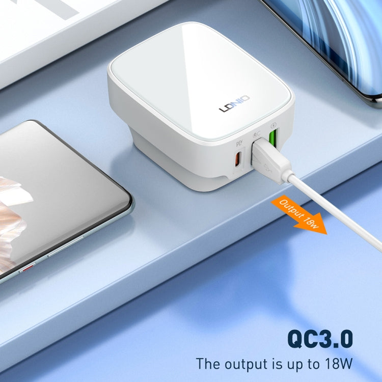 LDNIO Q334 32W Type-C + Dual USB Port Charger with 1m USB-C / Type-C to USB-C / Type-C Data Cable, Plug Type:EU Plug(Black)