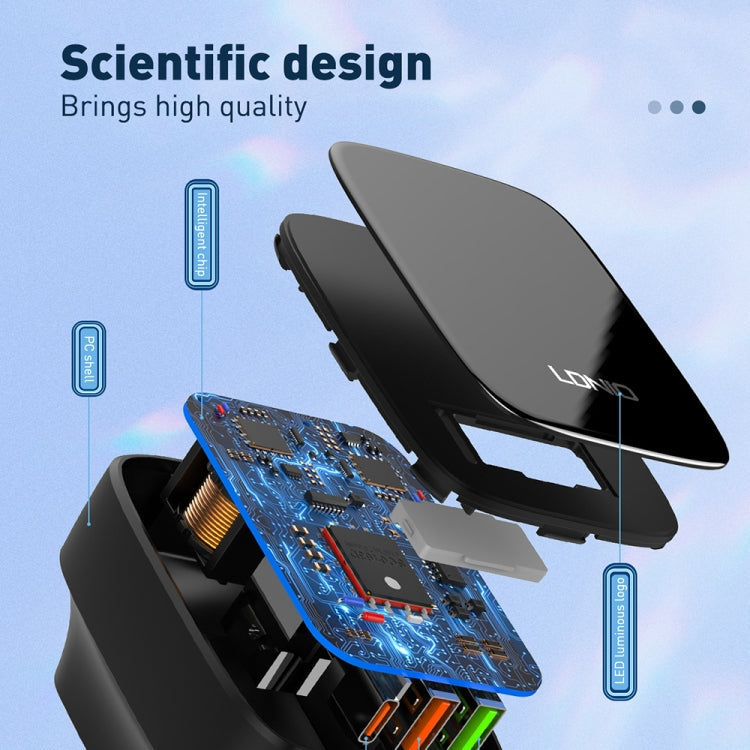 LDNIO Q334 32W Type-C + Dual USB Port Charger with 1m USB-C / Type-C to 8 Pin Data Cable, Plug Type:EU Plug(Black)