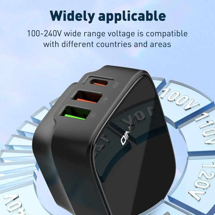 LDNIO Q334 32W Type-C + Dual USB Port Charger with 1m USB-C / Type-C to 8 Pin Data Cable, Plug Type:US Plug(Black)