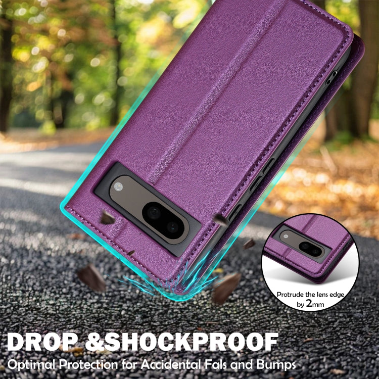 For Google Pixel 7A LC.IMEEKE L1 Series Frosted Fine Texture PU Phone Case(Purple)