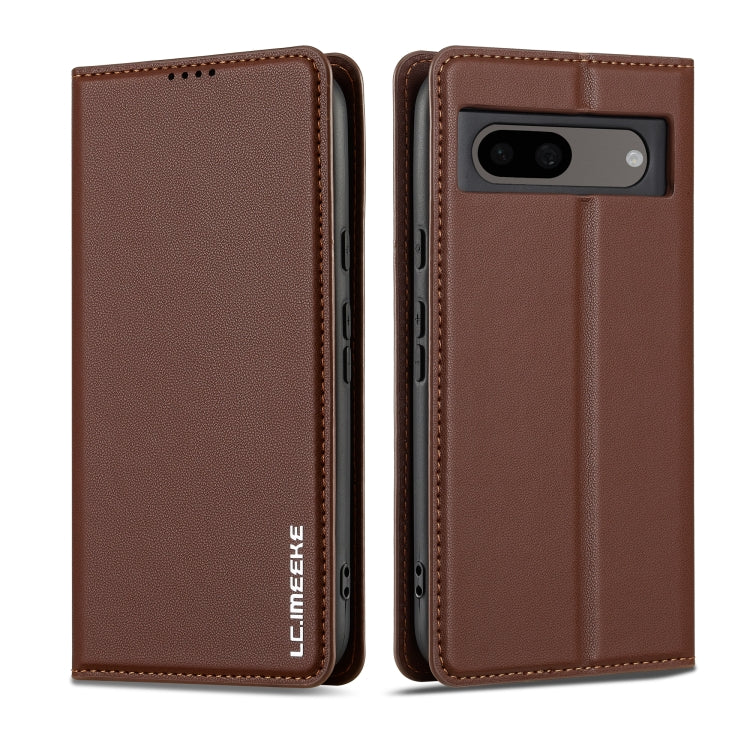 For Google Pixel 8A LC.IMEEKE L1 Series Frosted Fine Texture PU Phone Case(Brown)