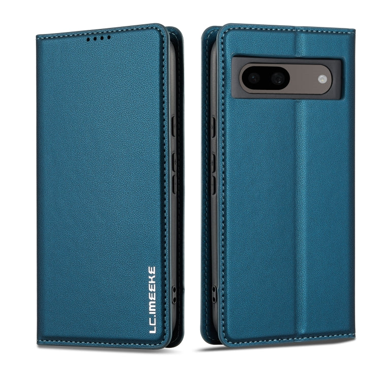 For Google Pixel 8A LC.IMEEKE L1 Series Frosted Fine Texture PU Phone Case(Blue)