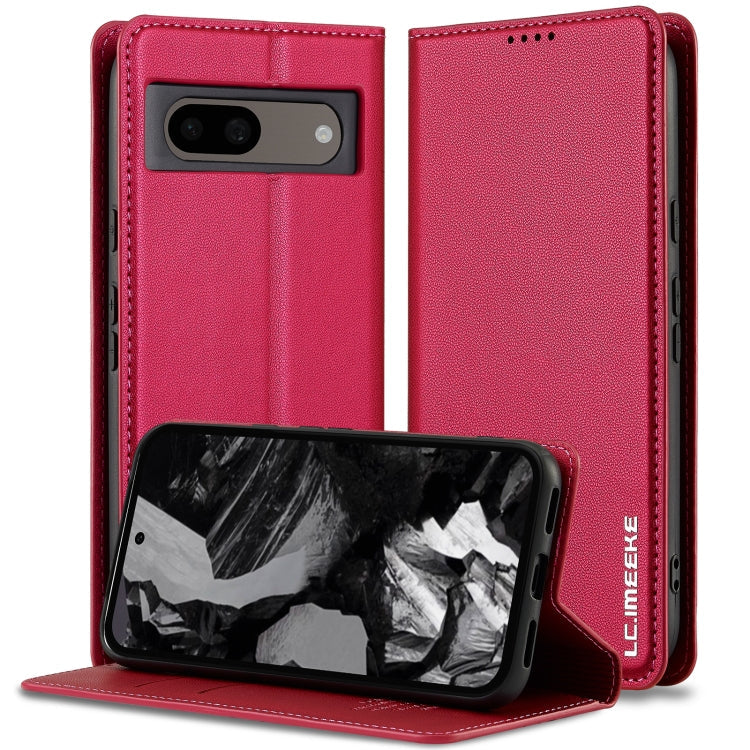 For Google Pixel 8A LC.IMEEKE L1 Series Frosted Fine Texture PU Phone Case(Red)