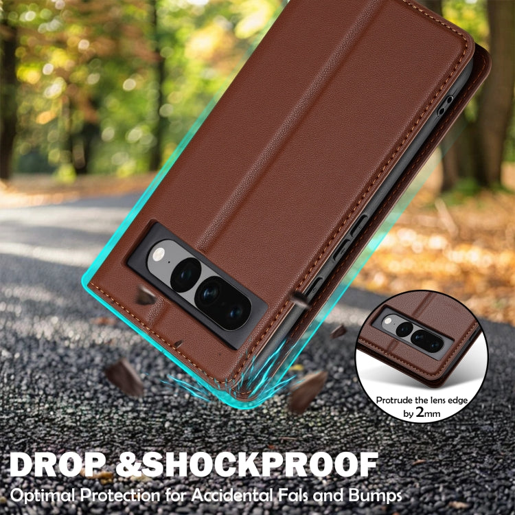 For Google Pixel 7 Pro 5G LC.IMEEKE L1 Series Frosted Fine Texture PU Phone Case(Brown)