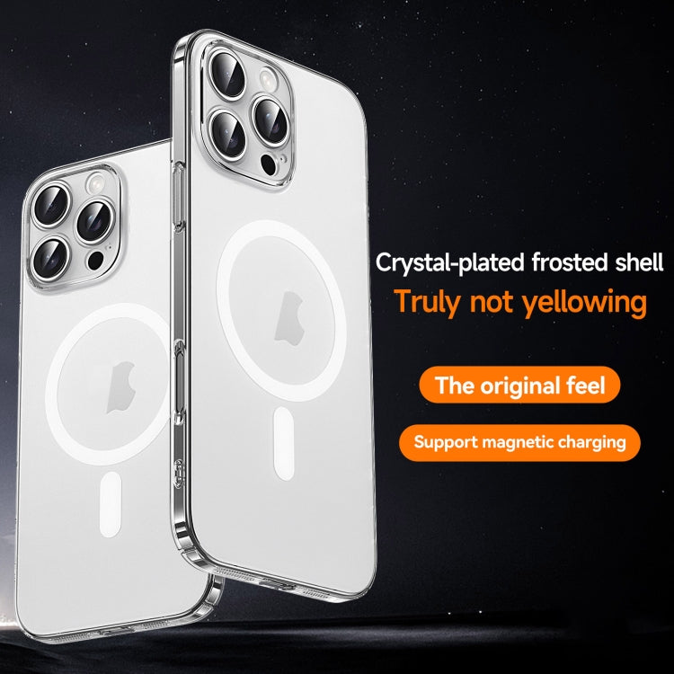For iPhone 16 Plus SULADA Crystal Sand Series Electroplating Frosted MagSafe Magnetic Phone Case(Transparent)