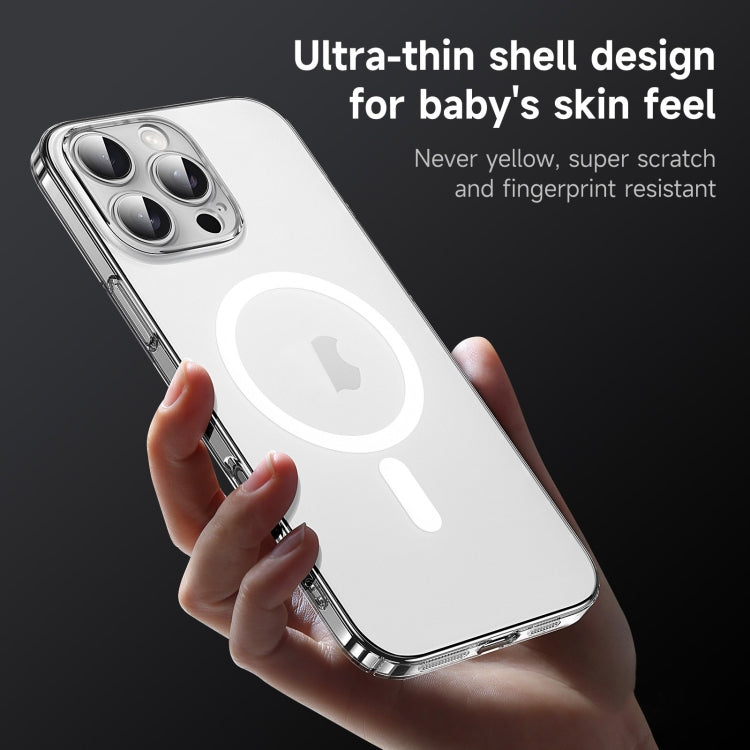 For iPhone 14 Pro Max SULADA Crystal Sand Series Electroplating Frosted MagSafe Magnetic Phone Case(Transparent)