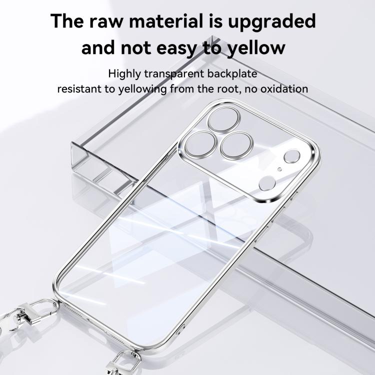 For iPhone 15 SULADA  Electroplated Clear TPU Soft Frame Phone Case with Wrist Strap(Purple)