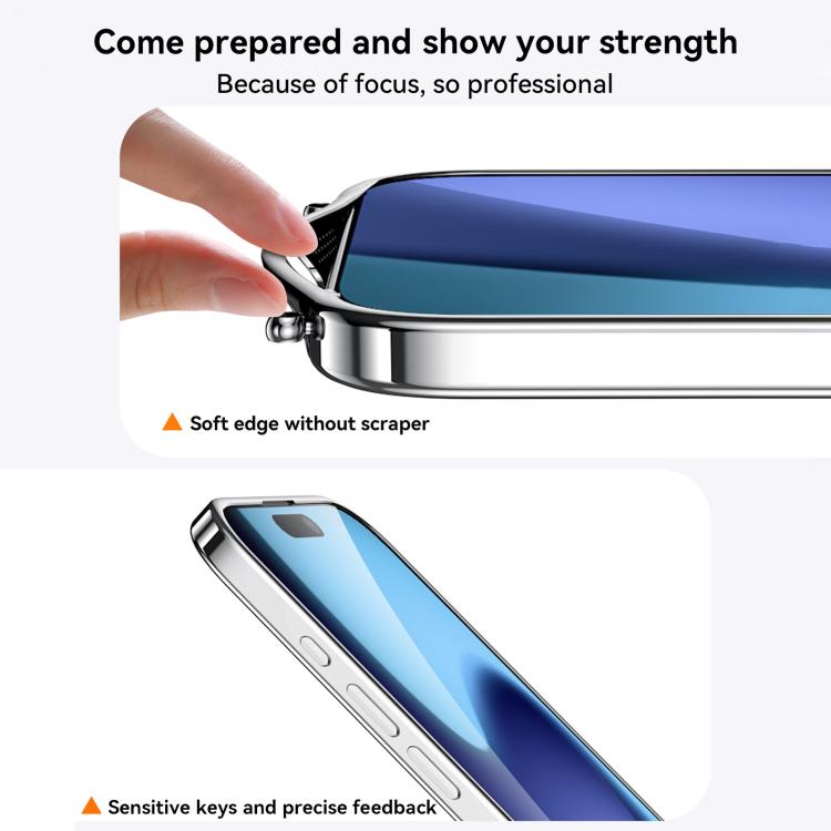 For iPhone 13 Pro SULADA  Electroplated Clear TPU Soft Frame Phone Case with Wrist Strap(Silver)
