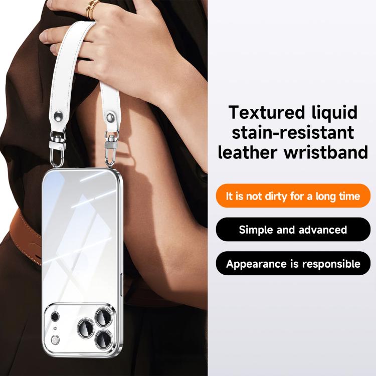 For iPhone 14 Pro SULADA  Electroplated Clear TPU Soft Frame Phone Case with Wrist Strap(Purple)