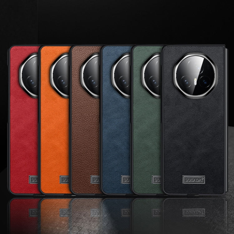 For Honor Magic Vs3 SULADA Shockproof TPU + Handmade Leather Phone Case(Black)