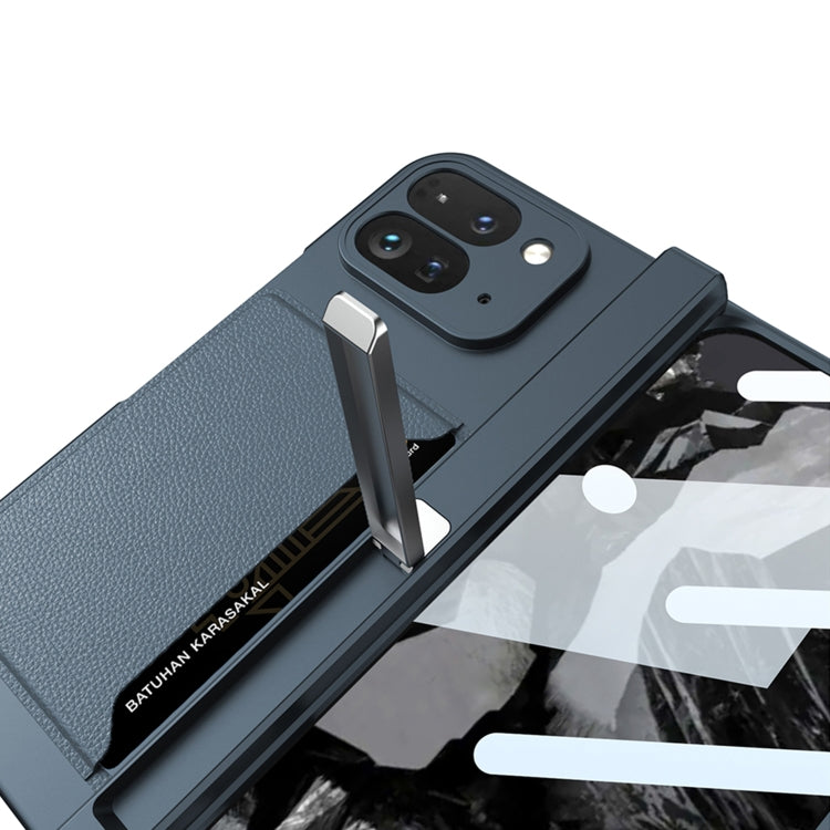 For Google Pixel 9 Pro Fold GKK Integrated Fold Hinge Card Slot Phone Case with Holder(Carbon Fiber)