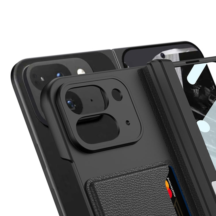 For Google Pixel 9 Pro Fold GKK Integrated Fold Hinge Card Slot Phone Case with Holder(Navy Blue)
