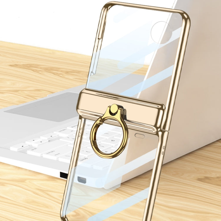 For Honor Magic V Flip GKK Integrated  Magnetic Folding Phantom Rotary Phone Case with Ring Holder(Champagne Gold)