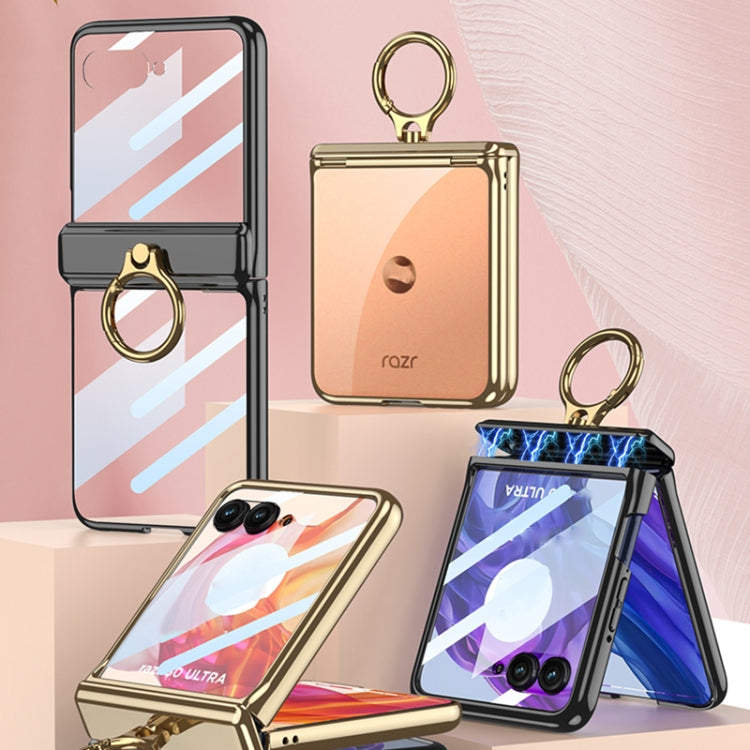 For Motorola Razr 50 GKK Integrated  Magnetic Folding Phantom Rotary Phone Case with Ring Holder(Champagne Gold)