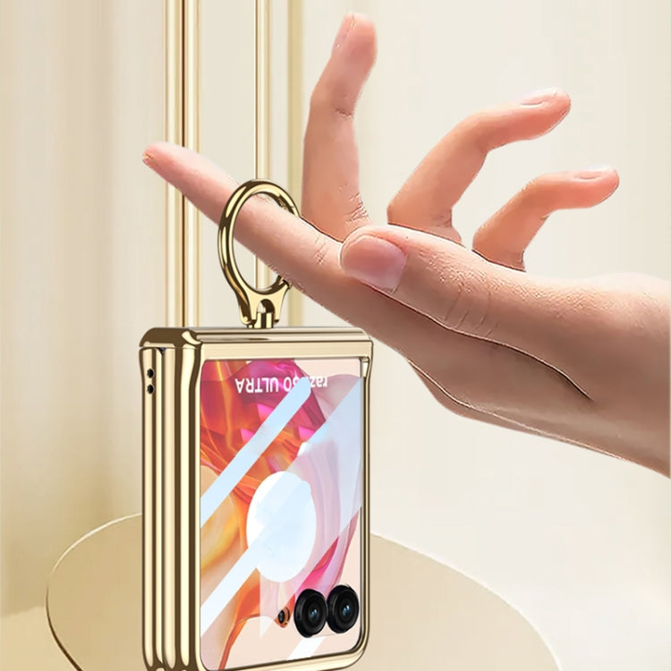 For Motorola Razr 50 GKK Integrated  Magnetic Folding Phantom Rotary Phone Case with Ring Holder(Champagne Gold)