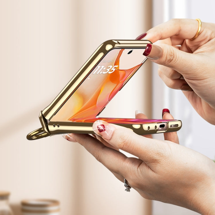 For Motorola Razr 50 GKK Integrated  Magnetic Folding Phantom Rotary Phone Case with Ring Holder(Champagne Gold)