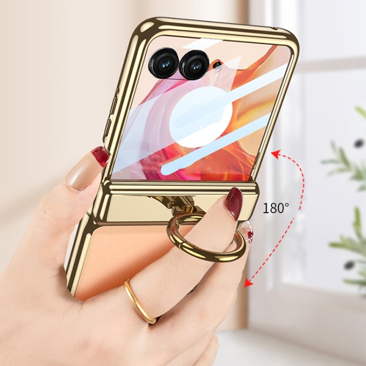 For Motorola Razr 50 GKK Integrated  Magnetic Folding Phantom Rotary Phone Case with Ring Holder(Champagne Gold)