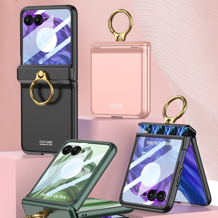 For Motorola Razr 50 GKK Integrated Magnetic Hinged Flip Case with Ring Holder(Black)