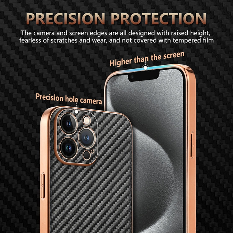 For iPhone 12 Pro Max AZNS Electroplated Edge Carbon Fiber Texture Phone Case(Green)
