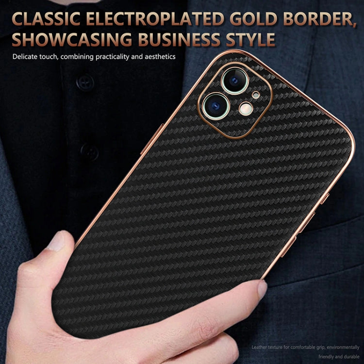 For iPhone 11 AZNS Electroplated Edge Carbon Fiber Texture Phone Case(Blue)