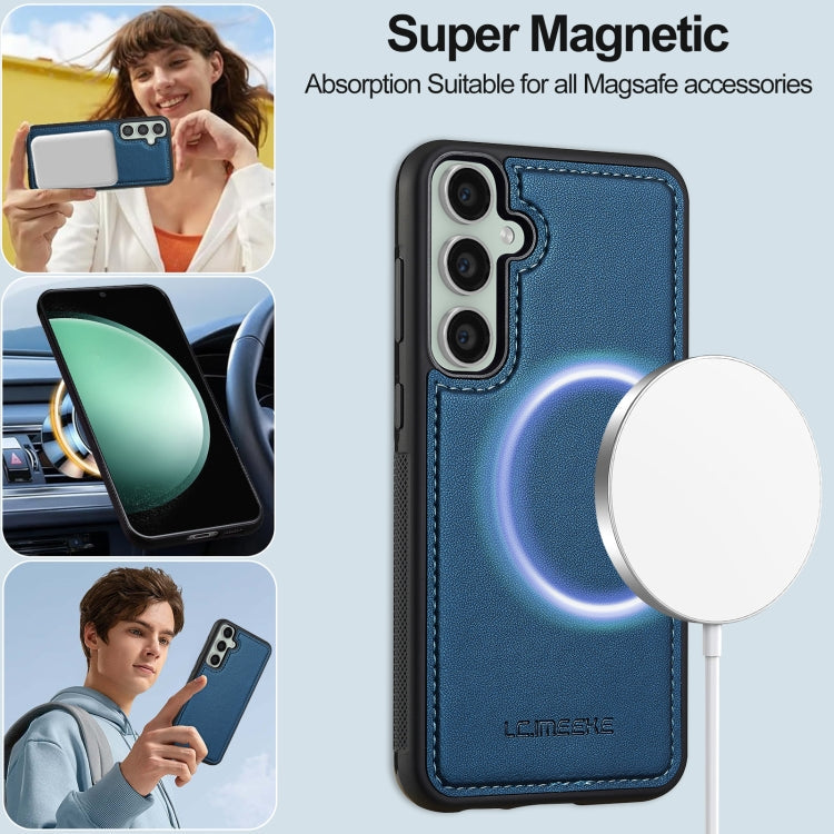 For Samsung Galaxy S23 FE 5G LC.IMEEKE L2 Series Detachable Magsafe PU Phone Case with Lanyard(Blue)