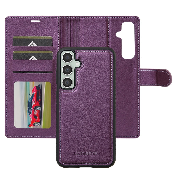 For Samsung Galaxy S24 5G LC.IMEEKE L2 Series Detachable Magsafe PU Phone Case with Lanyard(Purple)