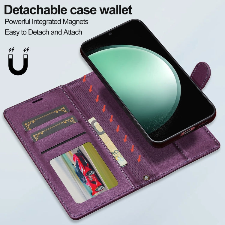 For Samsung Galaxy S24 5G LC.IMEEKE L2 Series Detachable Magsafe PU Phone Case with Lanyard(Purple)
