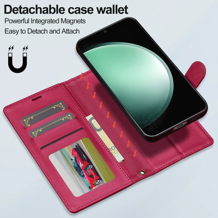 For Samsung Galaxy S24 5G LC.IMEEKE L2 Series Detachable Magsafe PU Phone Case with Lanyard(Red)