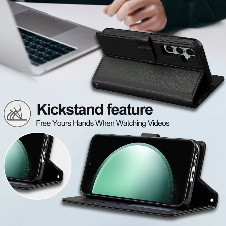 For Samsung Galaxy S24+ 5G LC.IMEEKE L2 Series Detachable Magsafe PU Phone Case with Lanyard(Black)