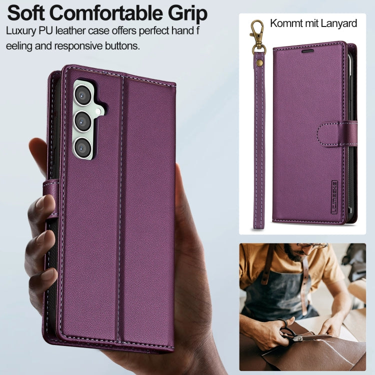 For Samsung Galaxy S24+ 5G LC.IMEEKE L2 Series Detachable Magsafe PU Phone Case with Lanyard(Purple)