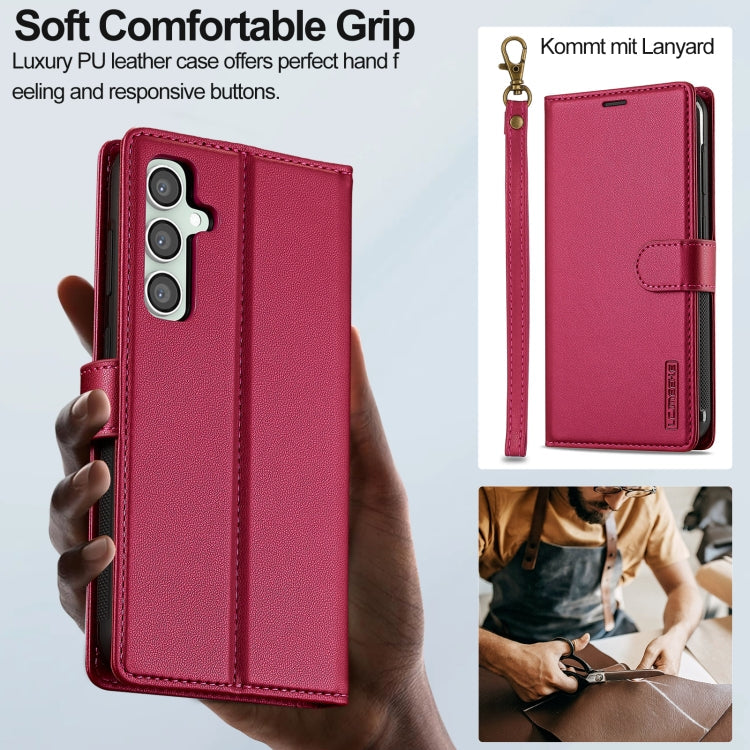 For Samsung Galaxy S24+ 5G LC.IMEEKE L2 Series Detachable Magsafe PU Phone Case with Lanyard(Red)