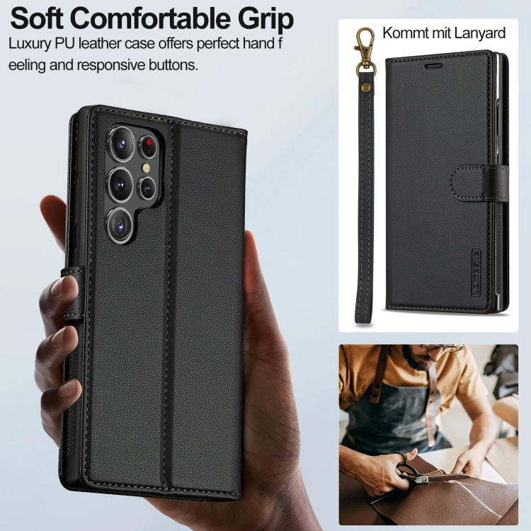 For Samsung Galaxy S24 Ultra 5G LC.IMEEKE L2 Series Detachable Magsafe PU Phone Case with Lanyard(Black)