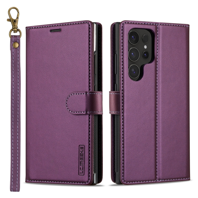 For Samsung Galaxy S24 Ultra 5G LC.IMEEKE L2 Series Detachable Magsafe PU Phone Case with Lanyard(Purple)