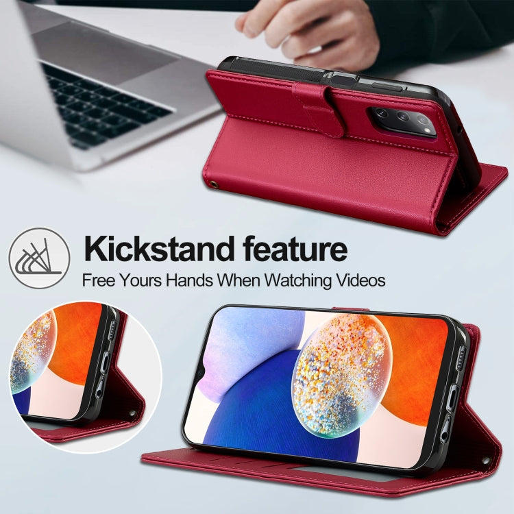 For Samsung Galaxy S20 FE 5G LC.IMEEKE L2 Series Detachable Magsafe PU Phone Case with Lanyard(Red)