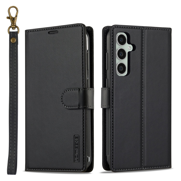 For Samsung Galaxy A35 5G LC.IMEEKE L2 Series Detachable Magsafe PU Phone Case with Lanyard(Black)