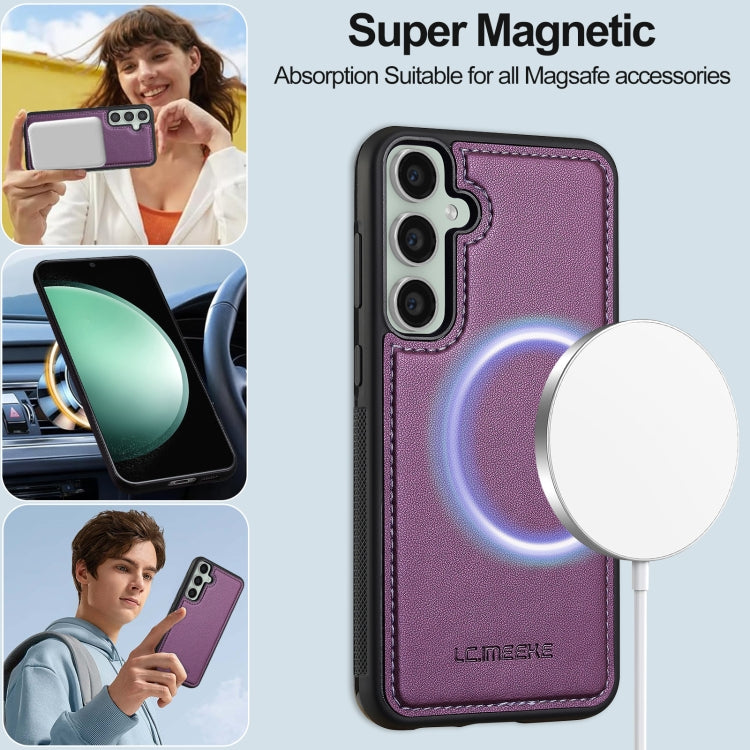 For Samsung Galaxy A35 5G LC.IMEEKE L2 Series Detachable Magsafe PU Phone Case with Lanyard(Purple)