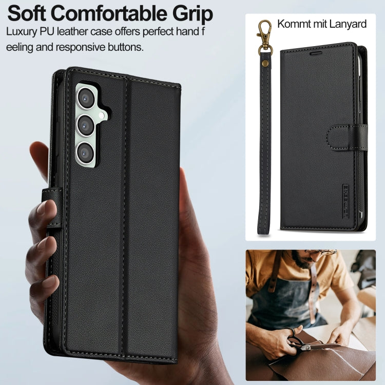 For Samsung Galaxy A15 4G / A15 5G LC.IMEEKE L2 Series Detachable Magsafe PU Phone Case with Lanyard(Black)