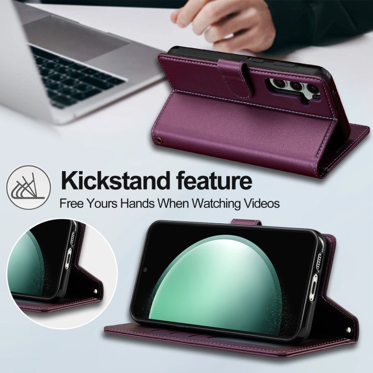 For Samsung Galaxy A15 4G / A15 5G LC.IMEEKE L2 Series Detachable Magsafe PU Phone Case with Lanyard(Purple)