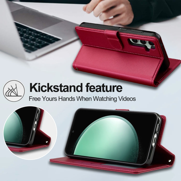 For Samsung Galaxy A15 4G / A15 5G LC.IMEEKE L2 Series Detachable Magsafe PU Phone Case with Lanyard(Red)