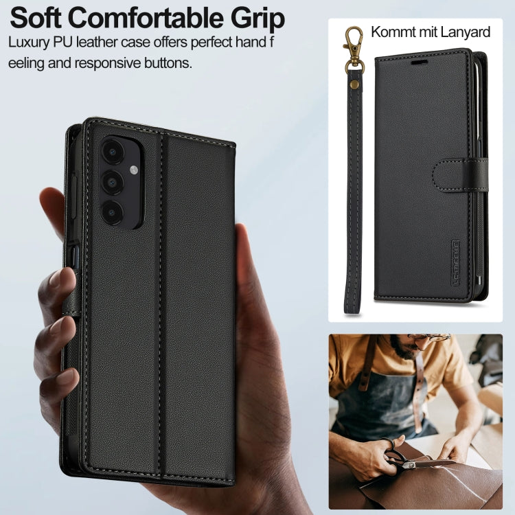 For Samsung Galaxy A14 4G / A14 5G LC.IMEEKE L2 Series Detachable Magsafe PU Phone Case with Lanyard(Black)