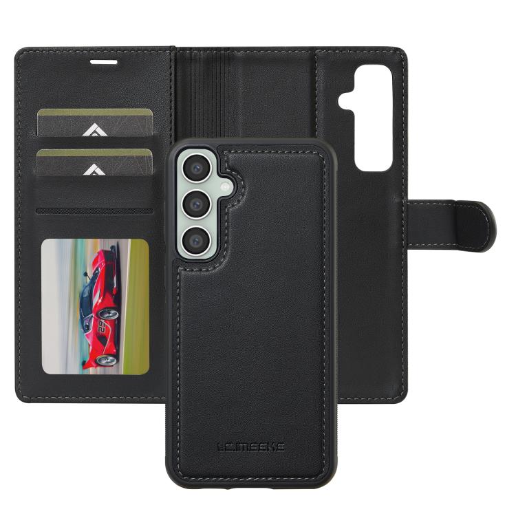 For Samsung Galaxy A56 5G LC.IMEEKE L2 Series Detachable Magsafe PU Phone Case with Lanyard(Black)