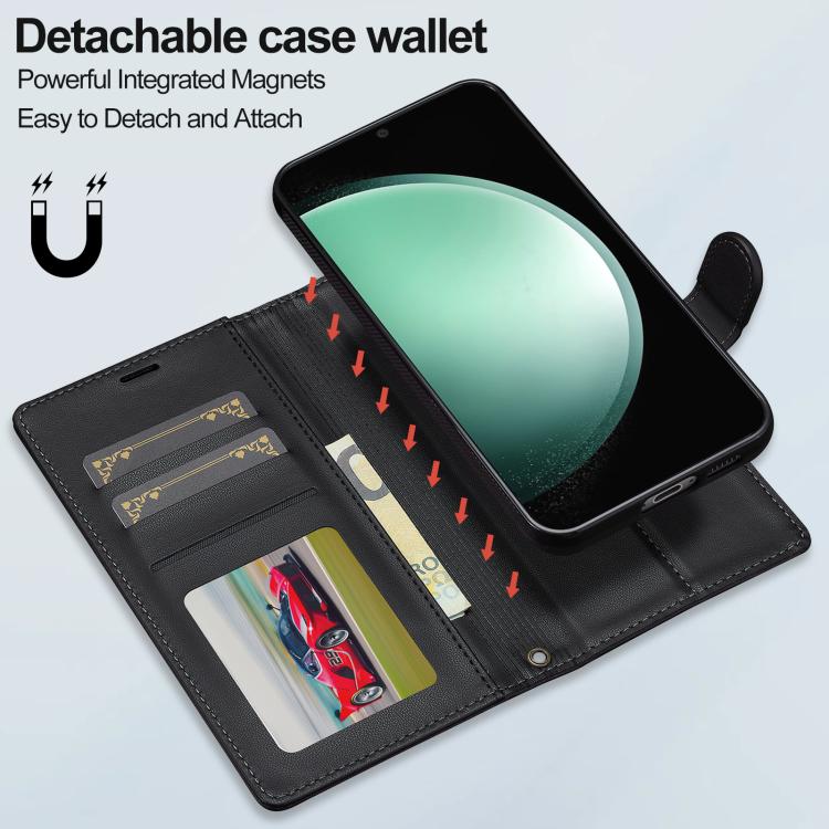 For Samsung Galaxy A56 5G LC.IMEEKE L2 Series Detachable Magsafe PU Phone Case with Lanyard(Black)