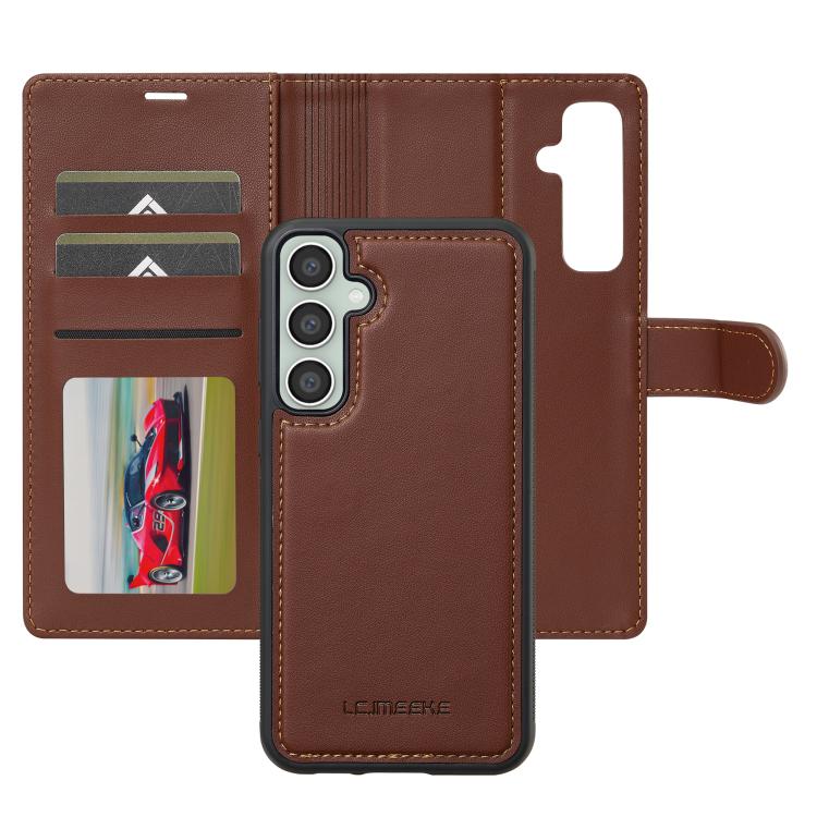 For Samsung Galaxy A56 5G LC.IMEEKE L2 Series Detachable Magsafe PU Phone Case with Lanyard(Brown)