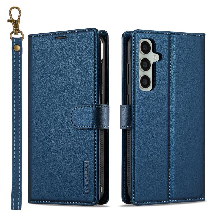 For Samsung Galaxy A56 5G LC.IMEEKE L2 Series Detachable Magsafe PU Phone Case with Lanyard(Blue)